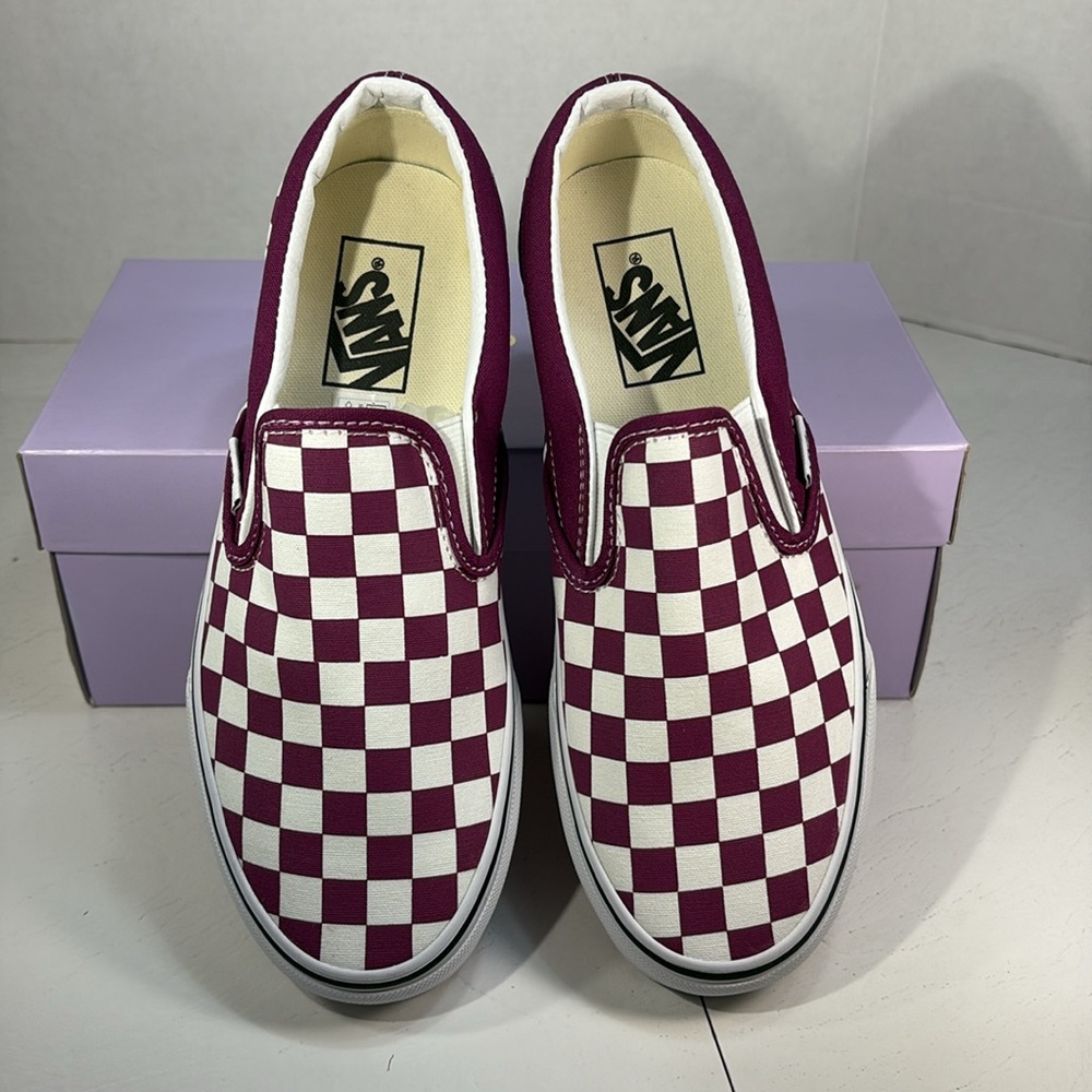 NWT Vans Classic Checkerboard Slip-On in Hot Purple Women’s 8 - Picture 2 of 10